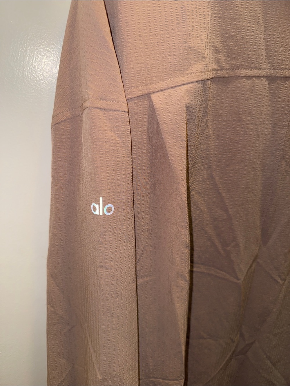 Alo Dreamscape Button Down Long Sleeve in Taupe - Picture 5 of 6